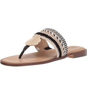 Naturalizer Womens 10 M Black White Frankie Flat Flip Flop Sandals NIB YI2